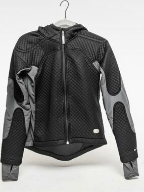 Nike Sphere Thermal Women Quilted Running Jacket Full Zip Hood Black Gray S 4-6